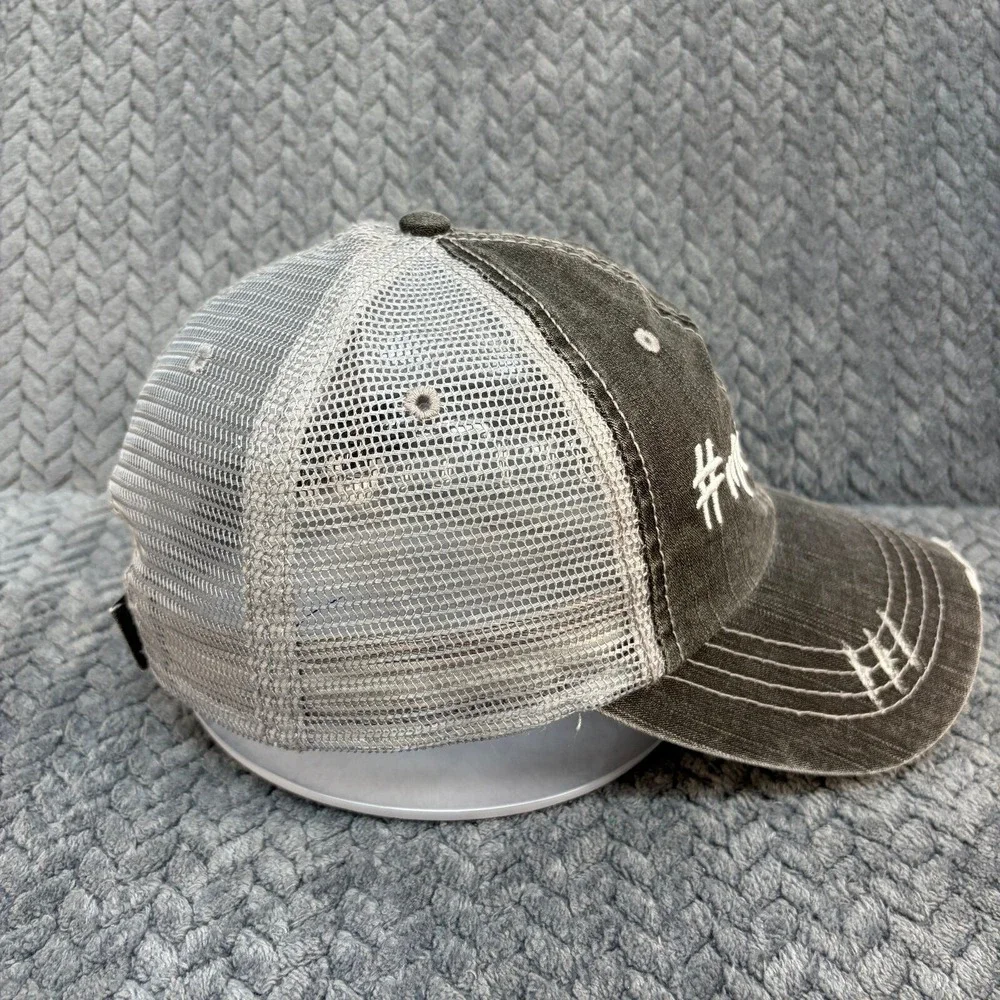 Unbranded #Momlife Snapback OS Washed Black Denim Grey Mesh Trucker Hat